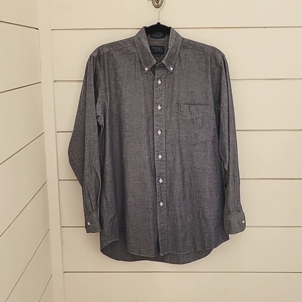 Cambridge Classics 15.5-32/33 cotton chambray button up shirt